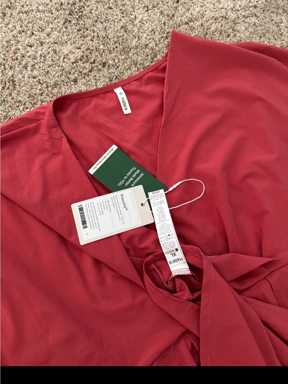NWT Halara Breezeful V Neck Short Sleeve Pocket Tie Back Quick Dry Midi Dress XL - Picture 9 of 12